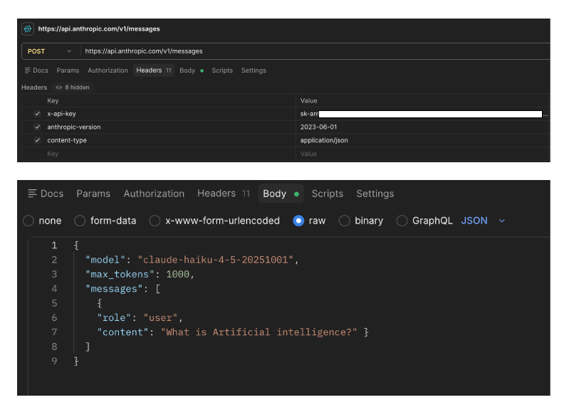 claude api integration in postman