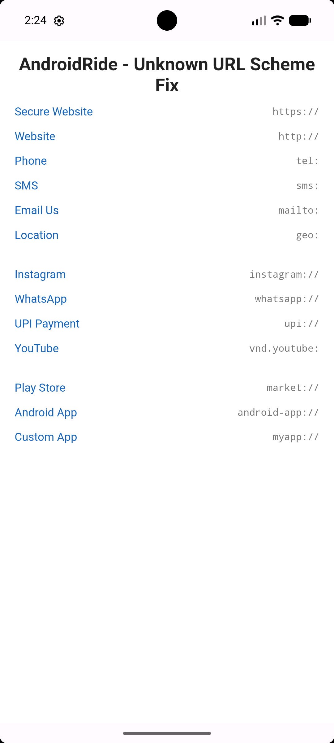 err_unknown_url_scheme android webview whatsapp, tel