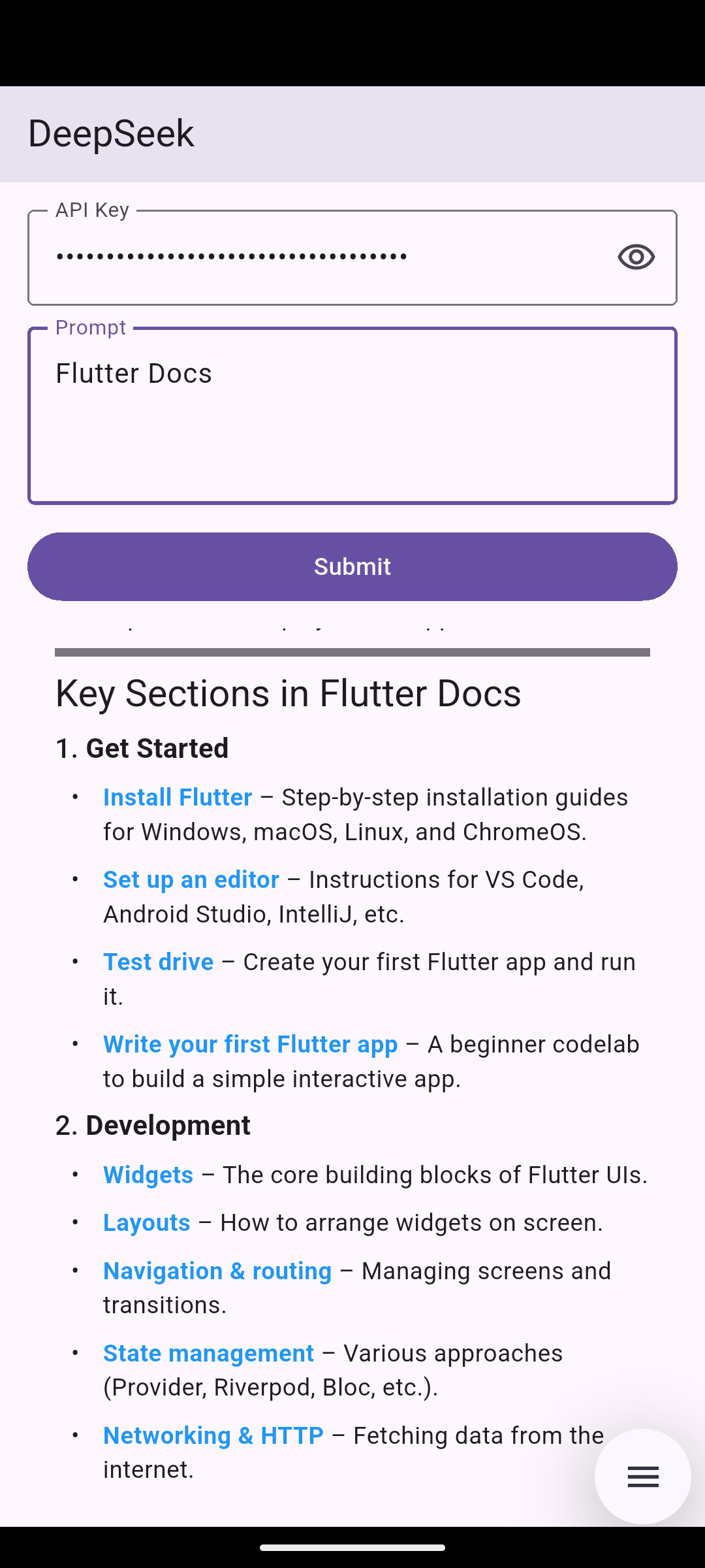 deepseek flutter api integration