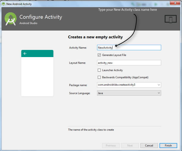 configure new-activity- how to create another activity in android studio