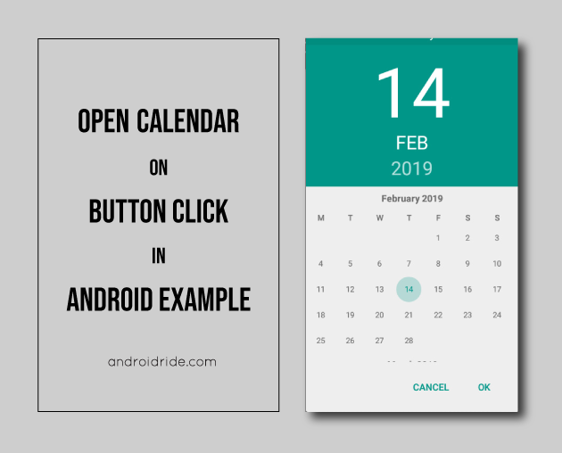 open calendar on button click in android example